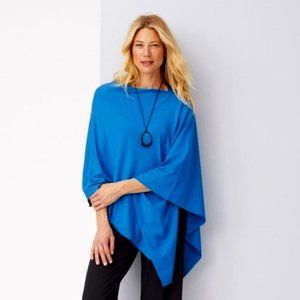 J. Jill Wearever Asymmetrical Poncho Cape Wrap Pacific Blue Lagenlook Boho